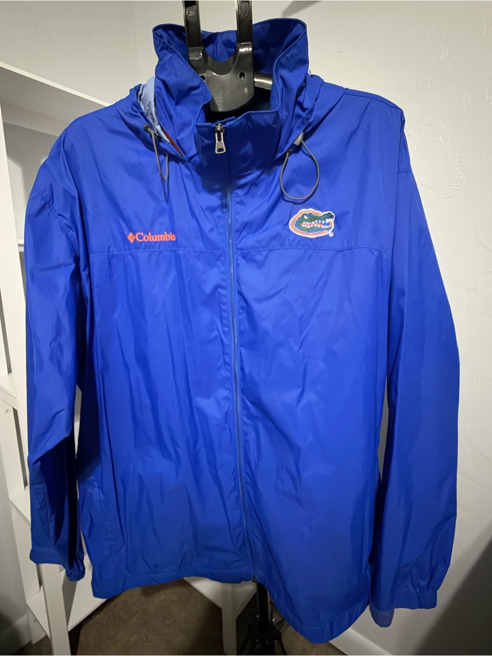 Columbia Royal Blue Men's Hooded Rain Jacket with Florida Gators logo